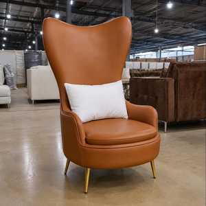 Fauteuil d'appoint à dossier haut pour salon |   Fauteuil à dossier haut en cuir PU et velours |   Fauteuil lounge moderne capitonné et rembourré - Product Image 1