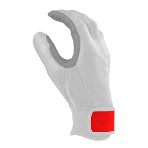 Gants de frappe en cuir blanc avec fermeture auto-agrippante rouge au poignet, unisexe, pour entraînement adulte - Product Image 2