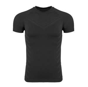 Nouveau T-shirt Homme Sport Fitness Été Col Rond Manches Courtes en Polyester Spandex à Rayures Fines - Product Image 3