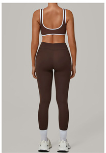 Ensembles de sport deux pièces pour femmes : Soutien-gorge de sport color block et leggings taille haute – Tenues de sport, gym et yoga - Product Image 3