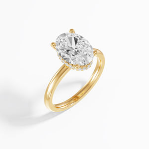 Bague Halo Cachée avec 2.46 Ctw Oval E VS1 Center DEF Round Side Moissanite en Argent Sterling 925 - Product Image 5