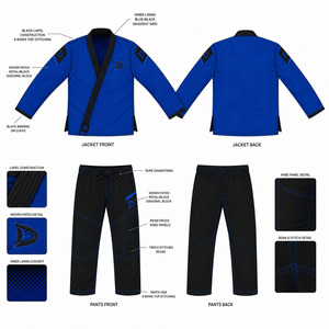 Kimono de BJJ bleu pour homme, coupe classique, 100% polyester, séchage rapide, vêtements d'arts martiaux pour adultes, ceinture noire incluse - Product Image 6
