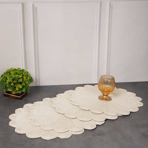 Ensemble de sets de table perlés, set de table rond décoratif pour banquet, motif perlé, couleur brun mat et crème - Product Image 4