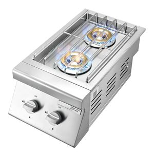 Doppio Bruciatore Laterale a Propano Liquido da 15.000 BTU per Cucina Esterna, in Acciaio Inox 304, Convertibile a Gas Naturale per Griglie da Campeggio - Product Image 3