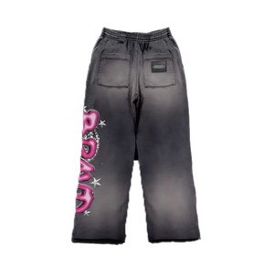 Survêtement personnalisé vintage de haute qualité délavé à l'acide pantalon de survêtement à capuche ensemble Streetwear broderie lourde grande taille unisexe hommes - Product Image 6