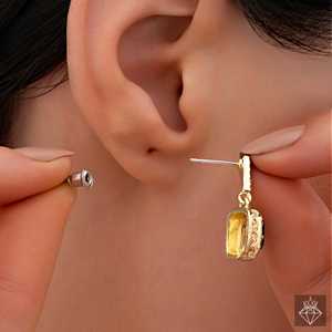 ตุ้มหูห้อยคุณภาพดีสีมรกตประดับด้วยเม็ดสีที่หรูหราและหรูหรา - Product Image 2