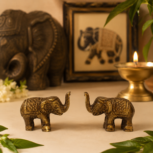 SHUBHAM Mini Figura de Elefante de Latón Sólido, Estatua de Elefante Hecha a Mano, Decoración para el Hogar, Oficina, Estante, Regalo de la Suerte - Product Image 1