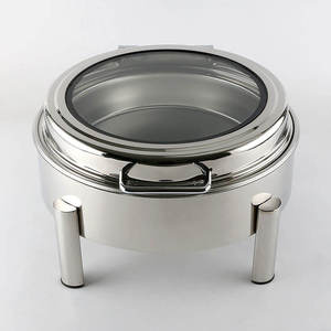 Luxury Gold Stainless Steel Chafing Dish Round <b>Buffet</b> <b>Server</b> with Lid Food Warmer Catering Serving Dish Hotel Tableware - Product Image 5