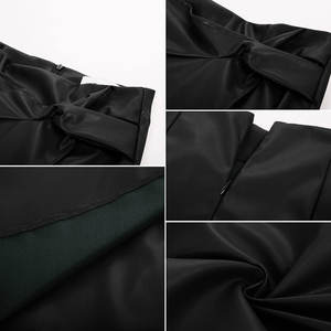 Falda Midi de Punto con Cintura Alta y Diseño Cruzado en Piel Sintética para Mujer, Estilo Casual de Negocios - Product Image 5