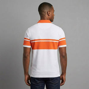 TERZO SPORTS Top Trending Men's White <b>Orange</b> Solid for Shirt Short Sleeve Regular Fit Cotton Pique Front Logo Casual Breathable - Product Image 6