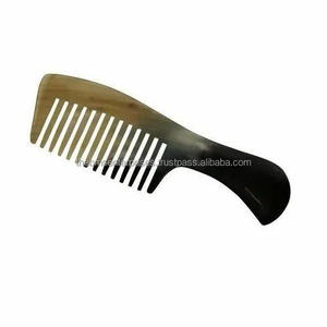 Peine de peluquería de cuerno de ganado natural negro y marrón con peine de piojos con mango para uso doméstico - Product Image 2