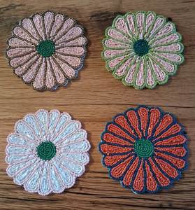 Luxury Embroidery <b>Beaded</b> <b>Coaster</b> with Beautiful Handmade Embroidery and Beadwork for Premium Tabletop Home Accessories - Product Image 1