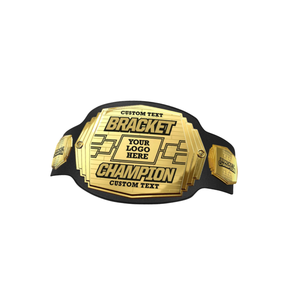 High Quality <b>Bracket</b> Champion Belt <b>Black</b> Leather Sports Title Belt with Gold Plate & Logo Space for Personalized Awards - Product Image 6