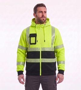 custom reflective safety <b>jacket</b> men high visibility neon lime yellow workwear <b>waterproof</b> windproof warm padded bomber coat top - Product Image 6