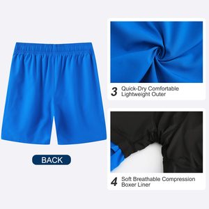 Pantalones cortos de estilo urbano de moda para hombre, color azul, con cintura cómoda y movimiento fácil, pantalones cortos informales de inspiración atlética para hombre - Product Image 6