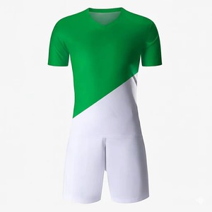 <b>Men</b> Green White Color Blocking V-Neck Soccer Jersey Short Sleeve Quick Dry Football Uniform Adult All Seasons Regular Fit - Product Image 1