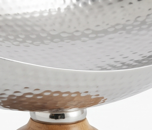 Bol en métal artisanal moderne avec base en boule de bois, finition polie, accent décoratif pour table - Product Image 2
