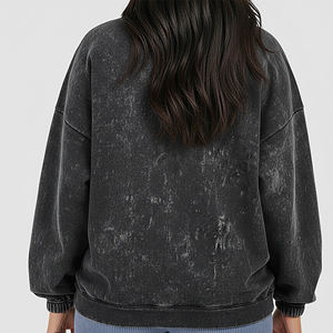 Sudadera de Mujer Estilo Hip Hop, 100% Algodón, con Cierre de Cremallera de un Cuarto, Lavado Ácido, Cuello Redondo, Transpirable, Precio Mayorista Asequible - Product Image 5