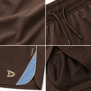 Pantalones Cortos Deportivos para Hombre, Color Marrón Cacao, 100% Poliéster, Cintura Elástica, para Pickleball, Secado Rápido, Rendimiento Atlético - Product Image 5