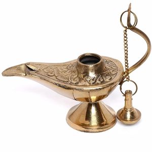 Lampe magique Aladdin en laiton, objet décoratif traditionnel, lampe du génie pour la décoration de la maison, décoration de Diwali et cadeau - Product Image 6