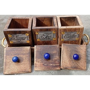 Boîte à thé artisanale en bois de manguier à 4 compartiments – Vente en gros |   Moradabad - Product Image 3