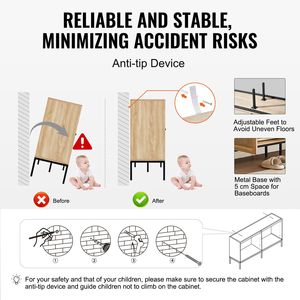 Mueble de Almacenamiento de Ratán con Estantes Ajustables y 4 Puertas Magnéticas, Aparador para Pasillo, Entrada o Cocina - Product Image 5