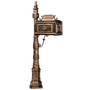 Cassetta Postale Decorativa in Alluminio Pressofuso Stile Antico con Palo e Targa per Indirizzo, Robusta e di Grande Dimensione - Product Image 4