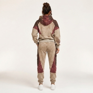 Women Acid Wash Tracksuit Stylish Casual Clothing Set With <b>Lightweight</b> <b>Hoodie</b> And Jogger Pants For Street Fashion And Outdoor - Product Image 2