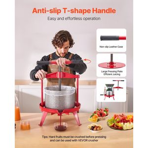 Prensa de vino de frutas manual de 2,38 galones/9L Máquina para hacer bebidas y vino de acero inoxidable - Product Image 3