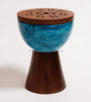 Brûleur d'encens indien en résine et bois de bambou, avec couvercle, motif boule dorée, élégant, pour aromathérapie, décoration religieuse, fait main, pour la maison, très demandé