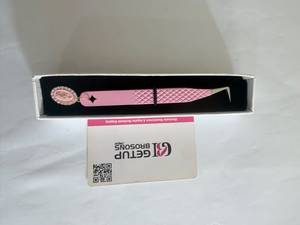 Pince à épiler pour extensions de cils GETUP BROSONS IMPEX 90 rose en acier inoxydable, fibres lisses, précision antidérapante, découpe en étoile parfaite - Product Image 2