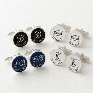 925 Sterling Silver Cufflinks Custom Enamel | Groomsmen <b>Wedding</b> Gift Bulk | OEM Men Formal <b>Accessories</b> - Product Image 1
