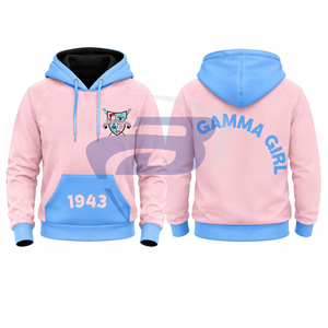 Sudadera con Capucha Rosa para Hombre de la Hermandad Gamma Phi Delta con Bolsillo Canguro Azul, Sudadera Casual con Bloques de Color 1943 para Mujer, Sudadera con Capucha de Invierno - Product Image 3