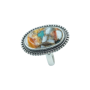 Anillo de Plata de Ley 925 con Gema de Turquesa de Ostra Espinosa Naranja de Alta Calidad, Diseño Hecho a Mano, Anillo de Promesa, Joyería Boho - Product Image 1