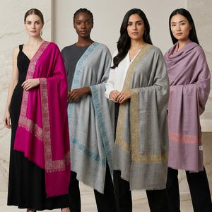 Estolas de lana merino fina con trabajo Sozni hecho a mano Palla Dar - Product Image 5