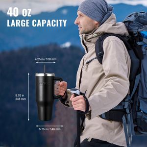 Tumbler Isolato in Acciaio Inox da 40 oz, Tazza da Caffè Sportiva a Doppia Parete con Coperchio, Borraccia da Viaggio per Campeggio e Idratazione - Product Image 4