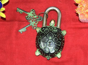 Cadenas en laiton en forme de tortue, style antique, décoratif, vintage, de sécurité pour porte, armoire, boîte - Product Image 5
