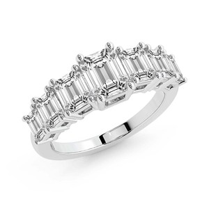 Bague de luxe en or massif 14k/18k, bijou Aphrodite, émeraude et diamant de laboratoire, alliance pour femmes et filles. - Product Image 2