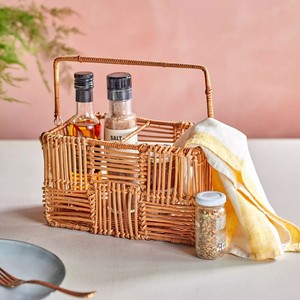<b>Kitchen</b> silverware basket rattan flatware <b>caddy</b> wooden cutlery organizer utensil container - Product Image 2