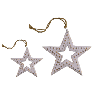 Étoile de Noël suspendue en métal avec finition plaquée, décoration de Noël pour la maison, décoration pour arbre de Noël à suspendre - Product Image 3