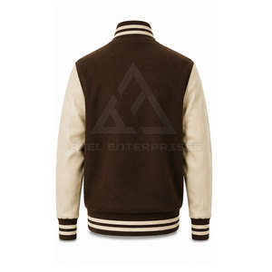 เสื้อแจ็คเก็ตแฟชั่น Letterman สำหรับผู้ชาย ปักลายได้ตามต้องการ ติดกระดุมหน้า ผ้าผสมขนสัตว์ สไตล์ลำลอง ขายส่งจำนวนมาก - Product Image 4