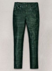 Pantalon en cuir vert métallisé style jean - Croc Metallic - Product Image 1