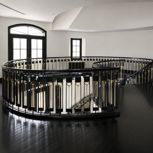 Modern Black Gold Stair <b>Railing</b> Curved Metal Balustrade Luxury Interior Handrail Design for Villa Home Hotel - Product Image 2