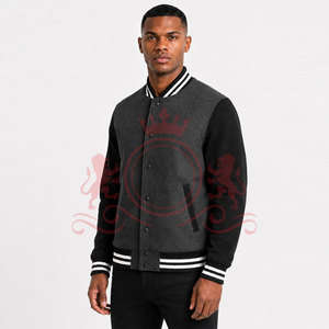 Veste Letterman gris anthracite classique avec col côtelé et boutons sur le devant, design streetwear élégant et décontracté - Product Image 2