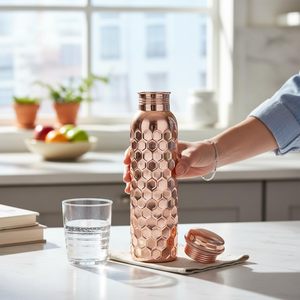 Eco Friendly Pure Copper Water Bottle 1L <b>Extra</b> <b>Large</b> Leak Resistant Copper Vessel for Drinking Water Health Care Kitchen Office - Product Image 6