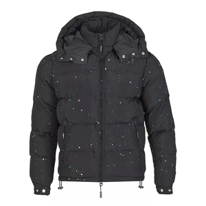 Chaqueta Acolchada con Capucha para Hombre, Negra, Diseño Sólido, Resistente al Viento, Impermeable, Ecológica, Ropa de Invierno Informal, Gruesa, de Poliéster - Product Image 2