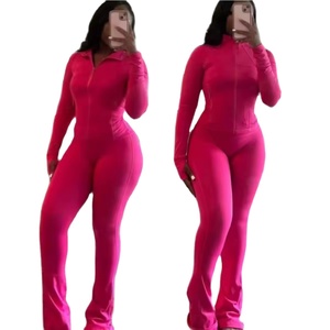 Fabricants de vêtements personnalisés automne femmes 2 pièces survêtement ensemble à manches longues veste à glissière avec pantalons de survêtement femmes 2025 - Product Image 1