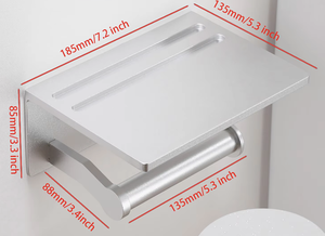 OEM/ODM Vietnam Silver <b>Self</b> <b>Adhesive</b> Toilet Paper Holder with <b>Shelf</b> – Wall Mounted Tissue Holder with Phone Storage - Product Image 3