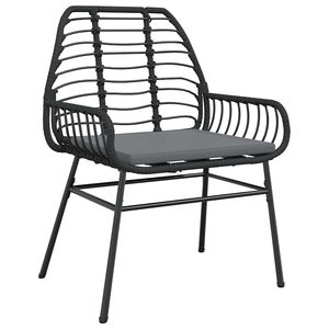 Conjunto de Comedor de Jardín de Ratán Sintético Negro con Mesa de 63 Pulgadas, Colección de Muebles para Exteriores - Product Image 4