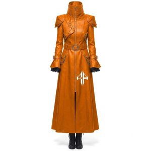 Manteau en cuir gothique pour femmes, matière respirante anti-rides, cuir véritable, manches longues, col montant par RIVIAN ATLANTIC - Product Image 2